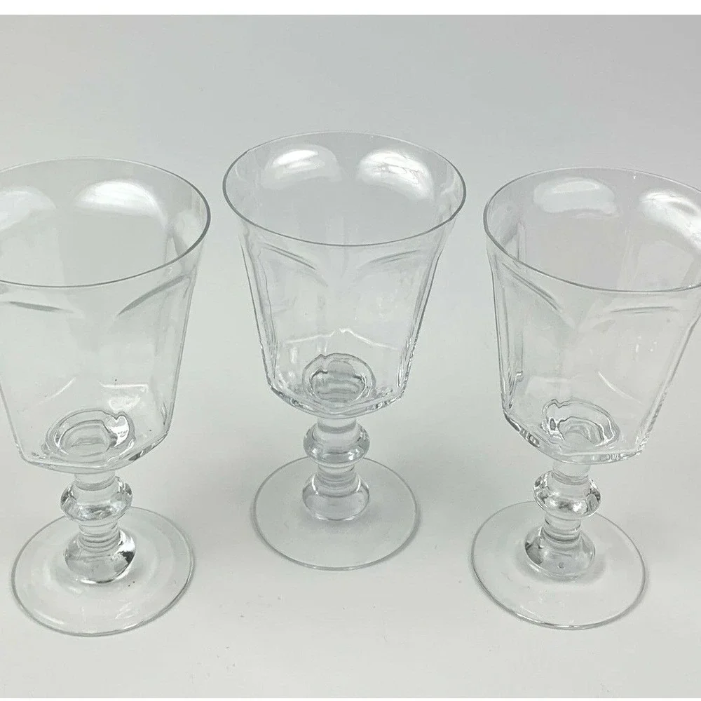Lenox Water Wine Goblets Clear Glass Paneled Knob Stem Elegant Party Minimalist